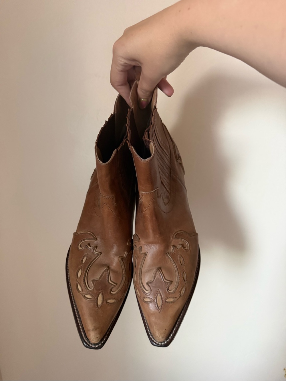 Women's Brown Leather Western Ankle Boots